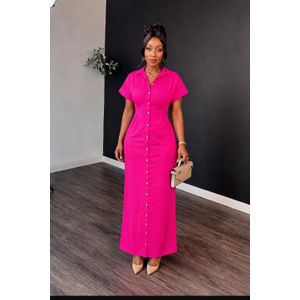 Elegant pink button down maxi dress 