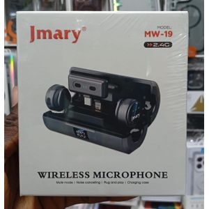 Jmary MW-19 Dual Wireless Lavalier Microphone System with Charging Case & LED Display (2.4G)