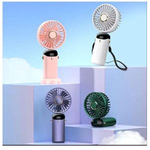 Digital mini, foldable USB charging hand fan