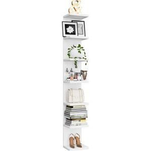 Clo 1pc 7-Tier Floating Wall Shelf, Multi-functional Lacquer Wall-Mounted Shelf, Suitable for Bedroom, Living Room, and Office Decoration, Tall and Long, Suitable for Home Storage and Display, Can Hold Books, Shoes, Vanity Items, Handbags, and Ornaments