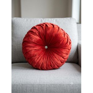 Luxury Round Pleated Velvet Throw Pillow 