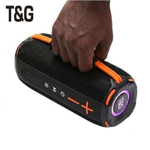 T&G TG-696 New Arrival Wireless Bluetooth Portable Fabric IPX5 Waterproof Speaker Stereo Bass Woofer RGB Light TWS BOOMBOX Speaker (BLACK)