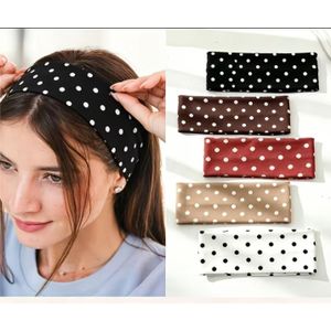Clo 3pcs Women's Non-Slip Sweat-Absorbent Yoga Headbands - Retro Polka Dot Headbands Suitable for Fitness, Outdoor Running, Makeup & Face Washing, Quick-Dry Elastic Hair for Gym, Wedding Gifts, Daily Wear 