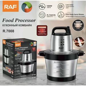RAF Food Processor – Model R.7008 – 6L Large Capacity, 1000W Power, Low Noise Operation & Four-Blade Spiral System – Durable & Efficient