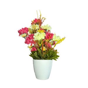 Lilac Carnation Flower on White Ribbed Vase 