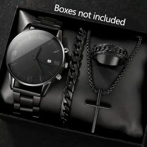 4PCS Black Men's Watch