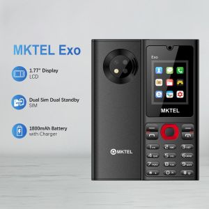 MKTEL Exo Black Feature Phone,Button Phone,1.77 inch, Dual SIM,1800mAh Big Battery,Torch Light,FM Radio GSM Mobile Phone