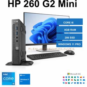 Hp  260 G2 Mini Desktop PC Intel Core i5  8GB RAM 256GB SSD  Windows 11 Pro Compact Business Desktop
