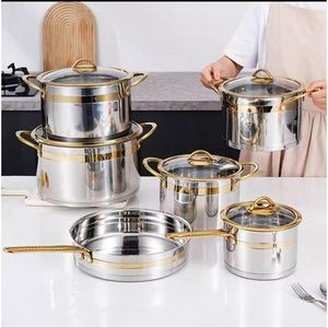 12-Piece Stainless Steel Cookware Set with Glass Lids