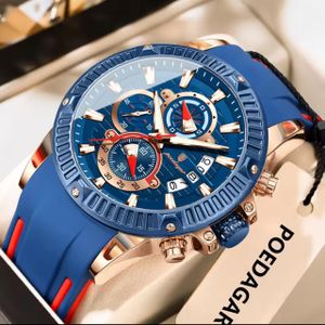 POEDAGAR Premium And Executive Chronograph Rubber Strap Men Wristwatches.