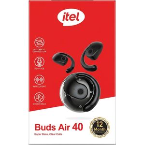 itel Buds Air 40 Wireless Earbuds, Open-Ear Hook Headphones with Deep Bass, HD Voice Clear Calls, Auto-Pairing Bluetooth, Ergonomic Sport Fit