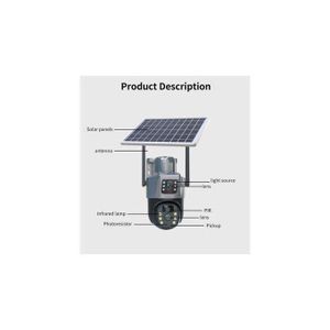 Solar Powered Dual Lens PTZ CCTV Camera V380