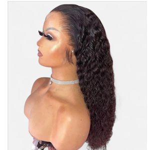 Celebrity water curl T- frontal  wig natural color 22 inches 