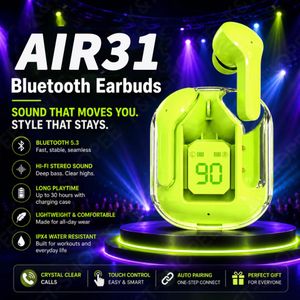 Air31 Wireless Bluetooth Earphone TWS Mic Noise Cancellation & Touch Control Earbuds
