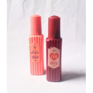 Perfume Gift Set Combo of 2 in 1 of Prestige My Way Pink and Love in the Air Maroon Body Splash Spray 100ml (Unisex), NAFDAC Number: Pink: A2-6619, Maroon: A2-6620