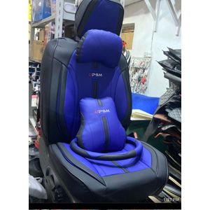 Universal 5 Seater Black And Blue Leather Seat Cover