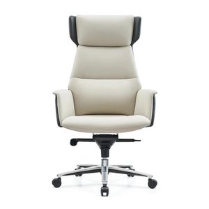 You Luxury High Back Executive Office Chair – Cream/White Leather Swivel Reclining Chair