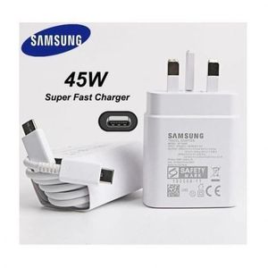 Samsung 45W USB Type-C To Type-C Super Fast Original Charger For Redmi Xiaomi, Redmi, Note 10 S20/ S20 Ultra 5G S21 FE/ S21/S22/S23 Ultra 5G, LG, Pixel,