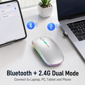 Ultra-thin Wireless Mouse 2.4G Bluetooth Dual Mode Rechargeable Silent, ergonomic mouse - Silver