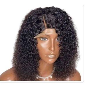 Classy ladies curly hair wig with T frontal natural color 12 inches