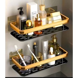 Bathroom wall rack gold and black 