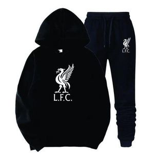 Black hoodie and black joggers Liverpool print 