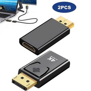 2 PACK 4K Ultra HD Gold Plated Standard Display Port DP Male to HDMI Video Audio Connector plug DP to HDMI Female Converter Adapter
