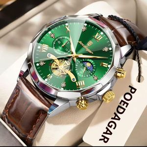 POEDAGAR  Latest Version & Highly Premium Brown Leather Designer Wristwatch