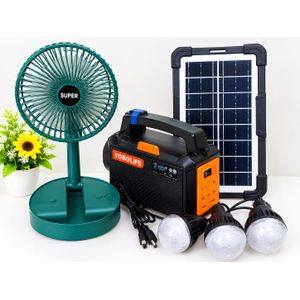 YOBOLIFE Solar Strong Rechargable Kit with Radio and Bluetooth and  Super Lasting Rechargable Fan (Including 3Bulb , Panel and Recharble cable)