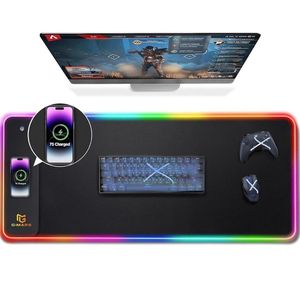 Logitech RGB Gaming Mouse Pad,15W Wireless Charging plate with 10 Light Modes, Large Mousepad Surface, Non-Slip Mouse Mat for Gaming, Desk, PC,Office