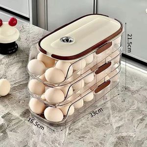 3-Tier Rolling Automatic Egg Storage Dispenser