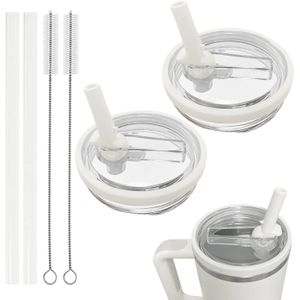 2 Pack 40 oz Tumbler Flip Straw Lid Replacement fit for Stanley Quencher, Spill Proof Splash Resistant Tumbler Lids, Reusable Tumbler Cover