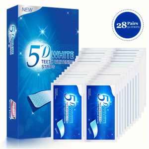 28 pairs of 56 strip Teeth Brightening Strips – 5D Oral Care Strips with Sodium Phytic Acid for Home & Travel