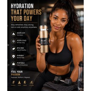 Lasting Hot and Cold Temperature Retention Flask for Fresh Ground Coffee, Hot Green Tea, Chilled Brew, Fruit Infusions, and Ice-Cold Drinking Water,  Double Wall Thermal Flask for Hot and Cold Drinks, Eco-Friendly Sweat-Proof Beverage Container