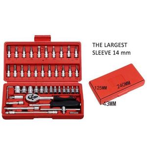 46 Pieces  1/4 Inch Socket Ratchet Wrench Set, Spanner Set And Screwdrivers Set