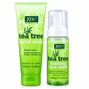 XBC Tea Tree Facial Scrub 250ml And Foaming Face Wash 200ml Skincare Duo Set
