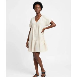 Apricot V-neck loose babydoll dress