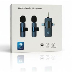 3-in-1 Dual Wireless Microphone Compatible with iPhone, Android & Camera - 20m Range, Noise Reduction
