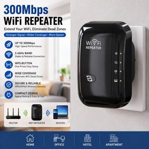300Mbps WiFi Repeater Wireless Range Extender with WPS, 2.4GHz Signal WiFi Booster for Home, Office, Hotel & Apartment