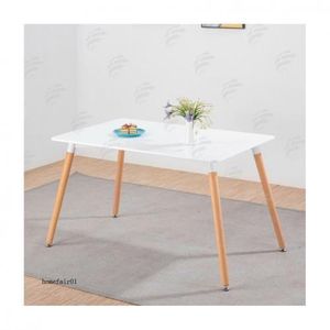 Dinning Plastic Table With Wooden Leg