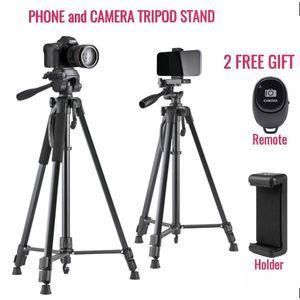 Phone And Camera Tripod Stand Kit With Holder Control Lightweight Portable 