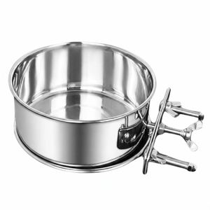 Aok Dog Crate Bowl Stainless Steel 0.5L Hanging Pet Bowl with Clamp, 12cm Anti-Spill Food Water Dish for Dogs Cats Rabbits Cage Feeder Removable