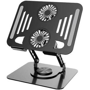 360-degree rotating, dual-fan aluminum laptop cooling stand