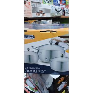 Fatima - 6 pieces crown star aluminium cooking pots. Size: large/big Price:  15000