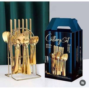 24pcs Quality Stainless Steel Gold Cutlery Set