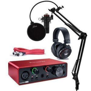 Focusrite Scarlett 2i2 Studio 3rd Gen USB Audio Interface Bundle, Shock Mount, And Filterols.