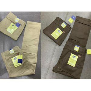 2in1 Men's Elegant Straight-Leg Business Trousers Light Brown & Dark Green