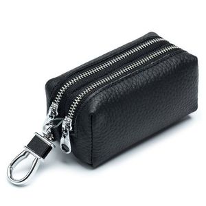 WestCreek’s Brand New Genuine Leather Double Zipper Keychain Wallets Black