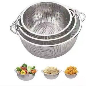 3 IN 1 Stainless Steel Draining Basket for Home Kitchen, Multi-Purpose Tool for Washing Rice and Vegetables, Fruit.