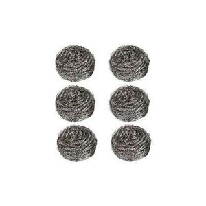 Heavy-Duty Stainless Steel Wire Sponge Scrubber Pack - 6 Pieces - Rust-Resistant Metal Pot Cleaner.